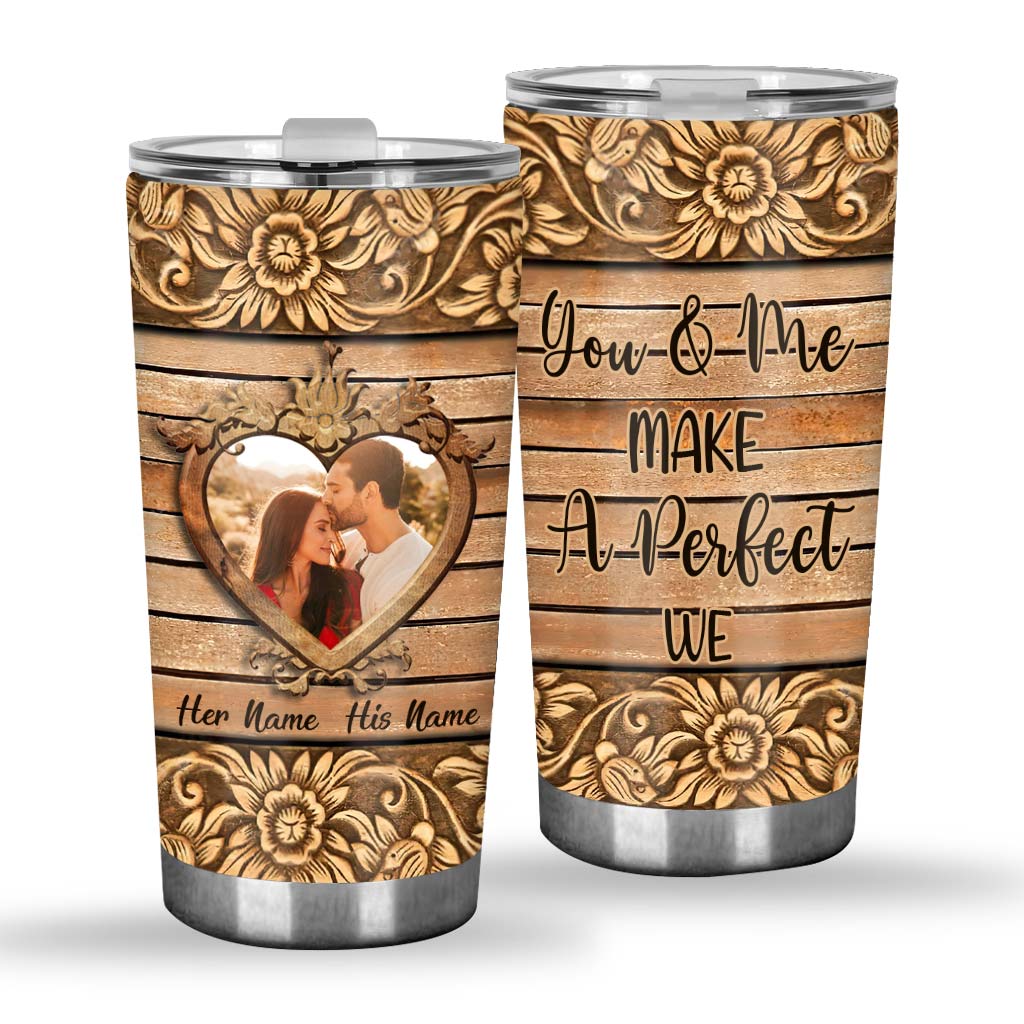 You & Me Make A Perfect We - Personalized Couple Tumbler With 3D Pattern Print