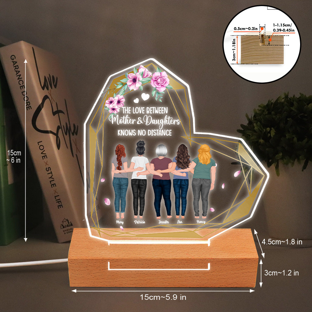 Mother And Daughter - Personalized Mother's Day Mother Shaped Plaque Light Base