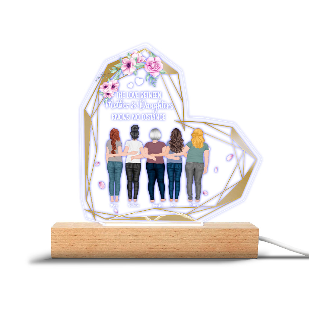 Mother And Daughter - Personalized Mother's Day Mother Shaped Plaque Light Base