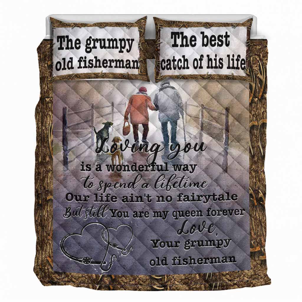 Loving You Is Wonderful - Fishing Quilt Bed Set