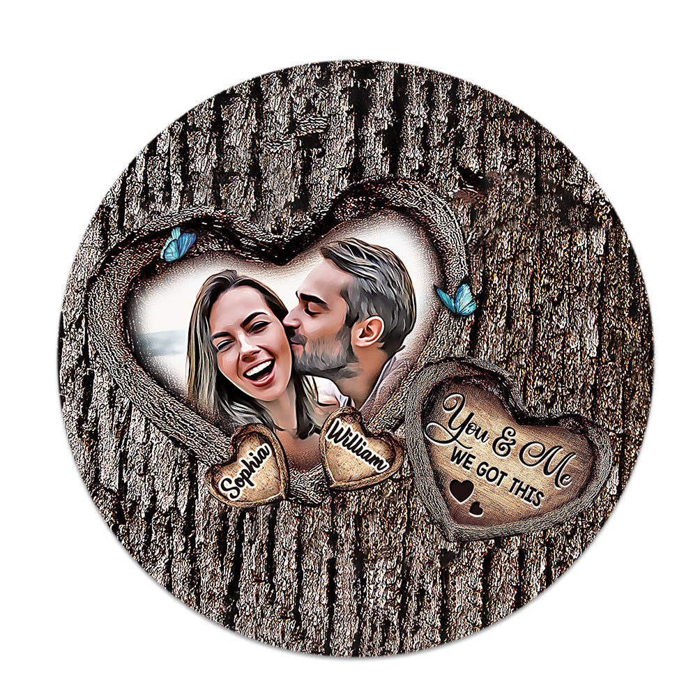God Bless The Broken Road - Personalized Couple Round Wood Sign