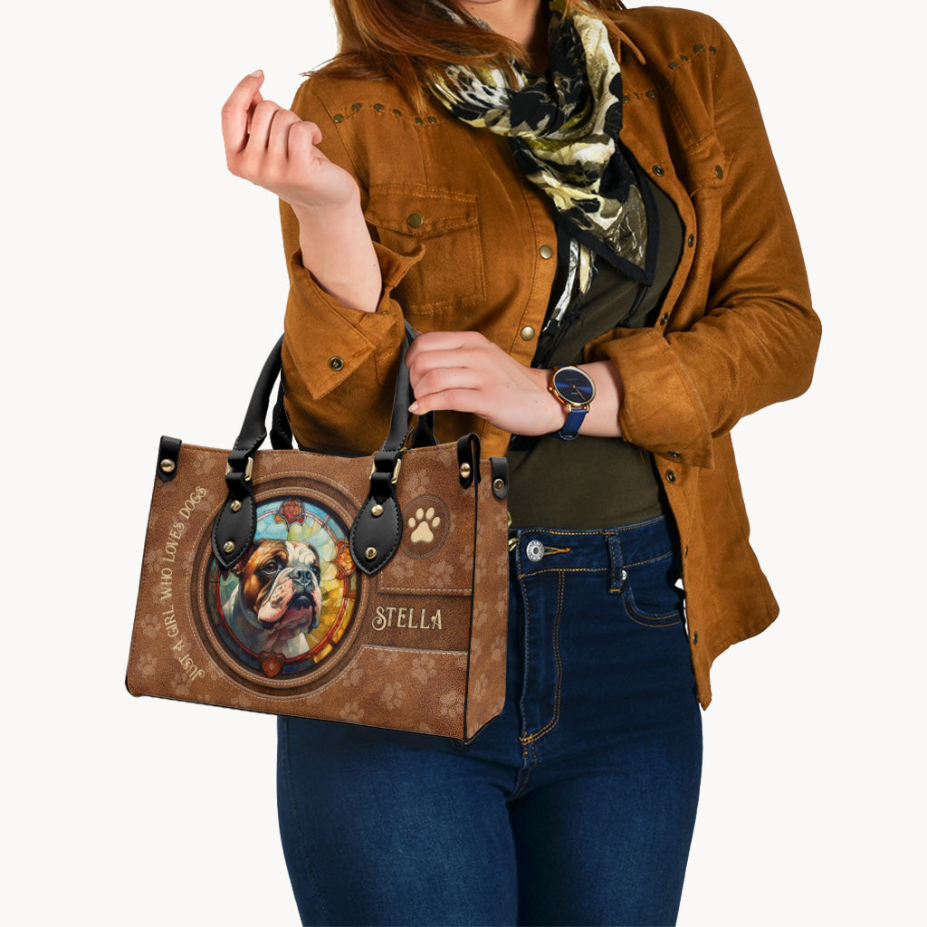 Stained Glass Dog - Personalized Dog Leather Handbag