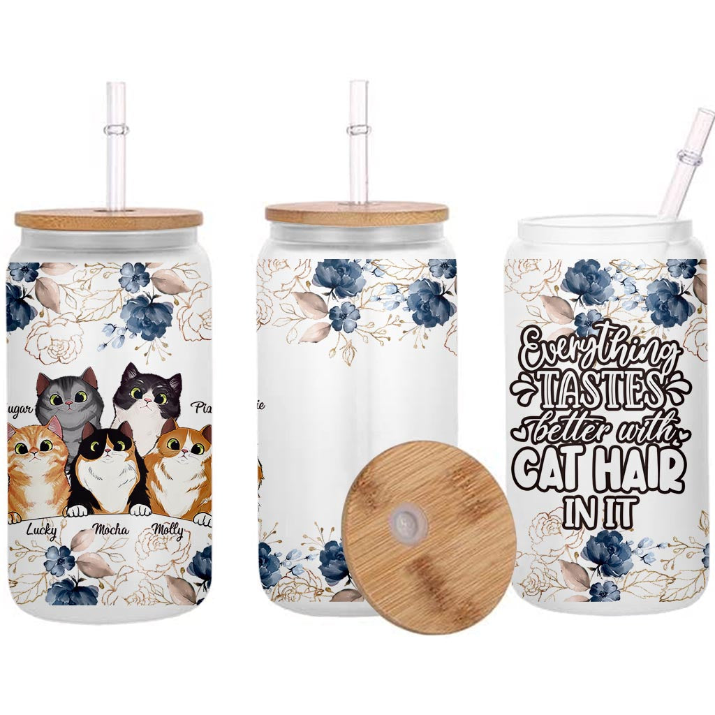Everything Tastes Better - Cat gift for dog lover - Personalized Can Glass