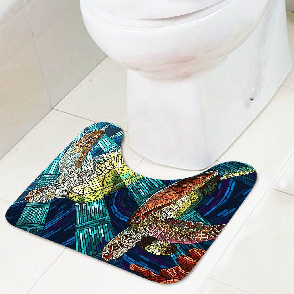 Mosaic Turtle Turtle Bathroom Curtain & Mats Set