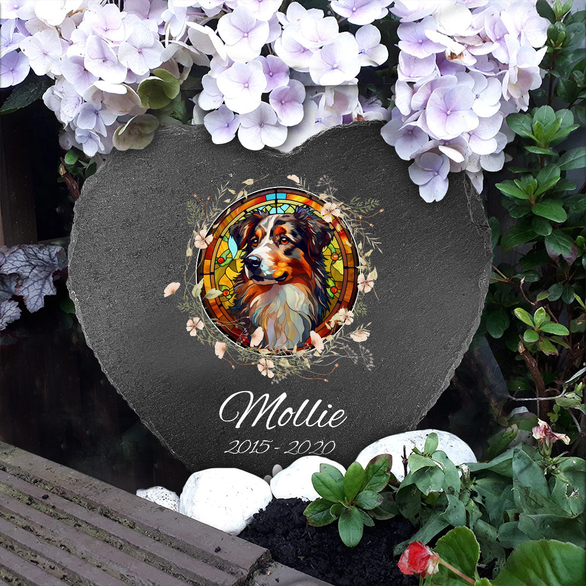 Love You - Personalized Dog Heart Shaped Stone