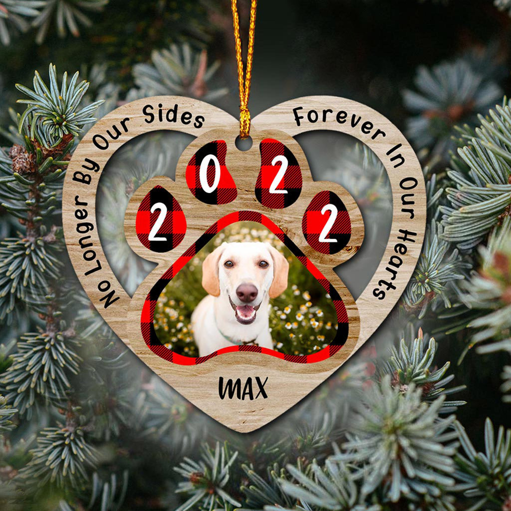 No Longer By Our Sides Forever In Our Hearts - Dog gift for who lose dog - Personalized Ornament