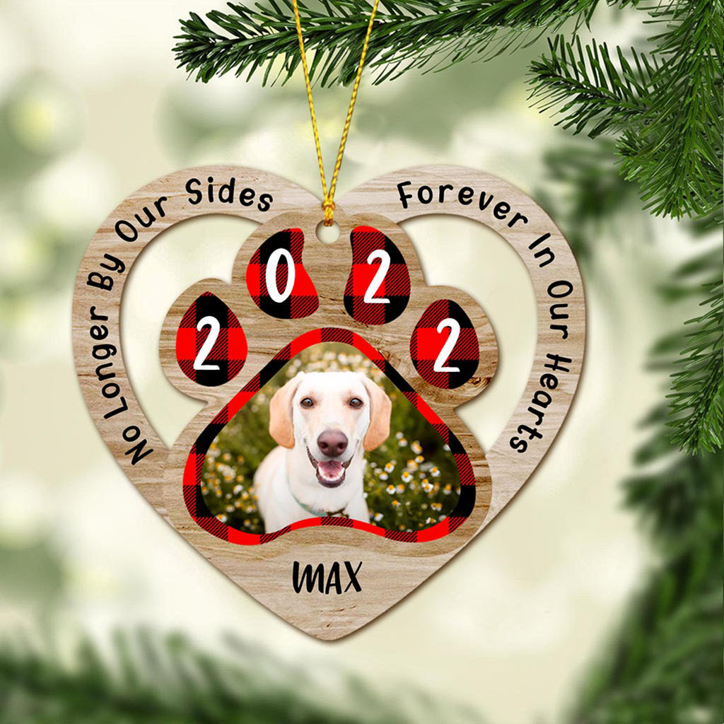 No Longer By Our Sides Forever In Our Hearts - Dog gift for who lose dog - Personalized Ornament