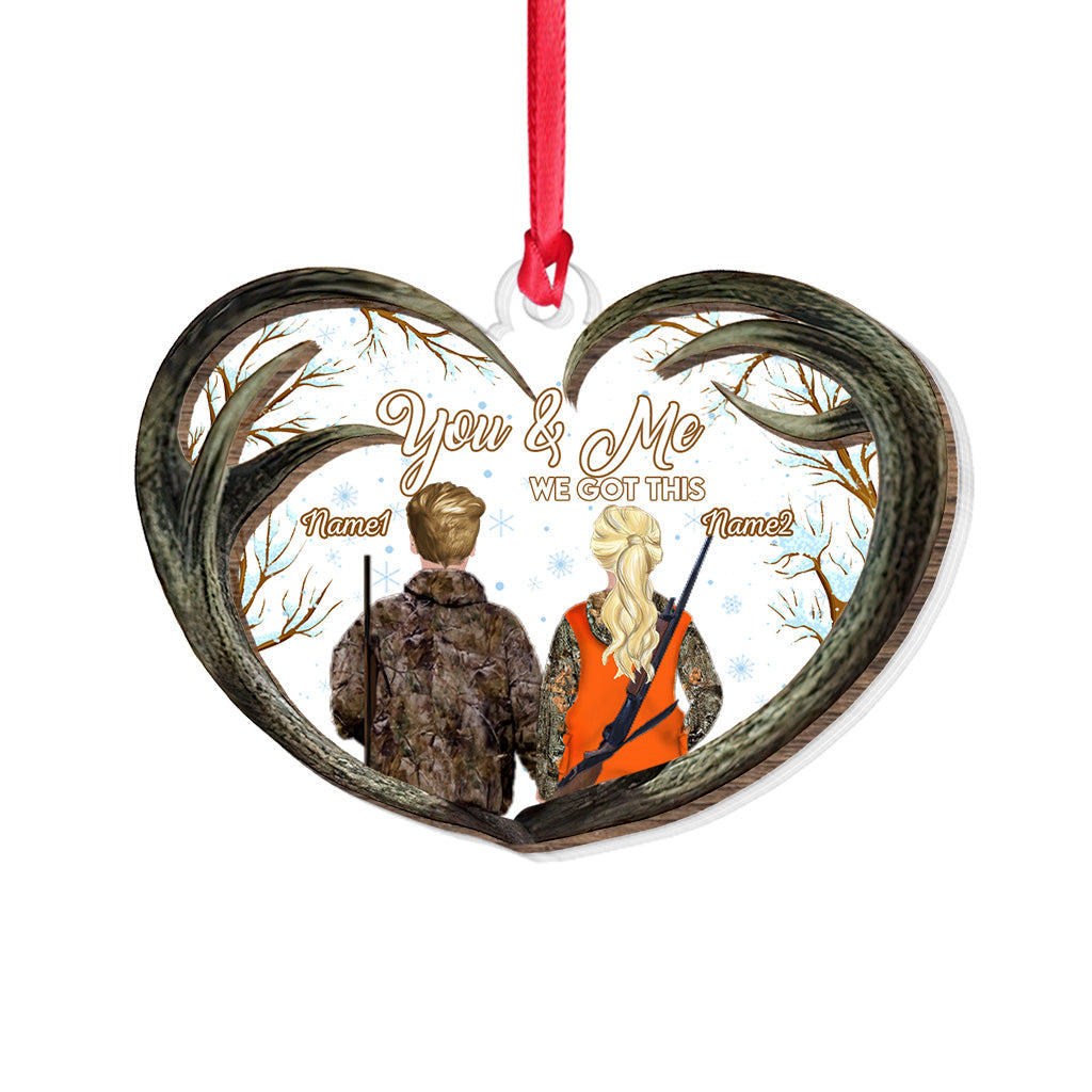 Du und ich auf der Jagd nach Liebe – Personalisierter Weihnachtsschmuck aus verschiedenen Schichten