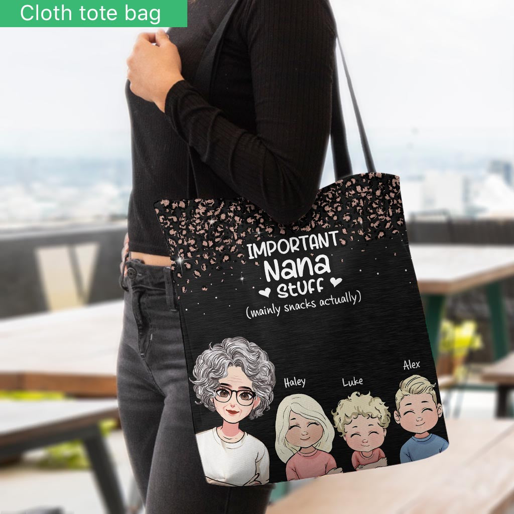 Important Nana Stuff - Personalized Mother's Day Grandma Tote Bag