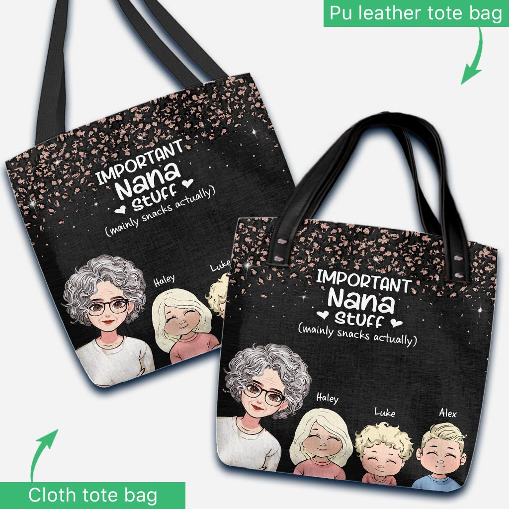 Important Nana Stuff - Personalized Mother's Day Grandma Tote Bag