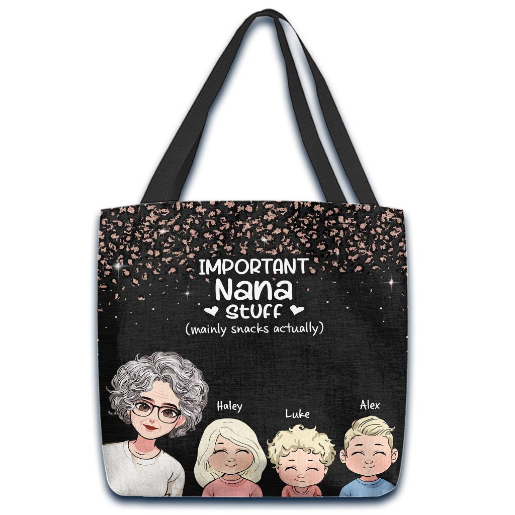 Important Nana Stuff - Personalized Mother's Day Grandma Tote Bag