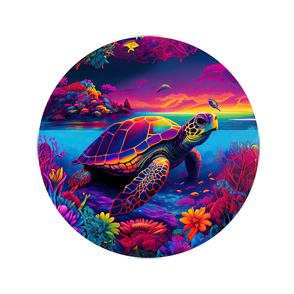 Salty Lil' Beach Turtle Round Rug