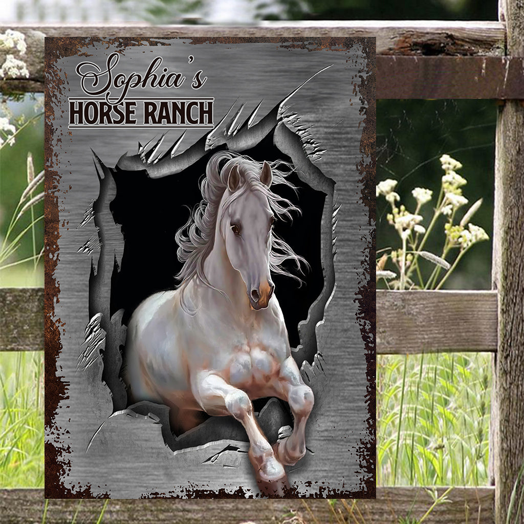 Horse Barn - Personalized Horse Rectangle Metal Sign