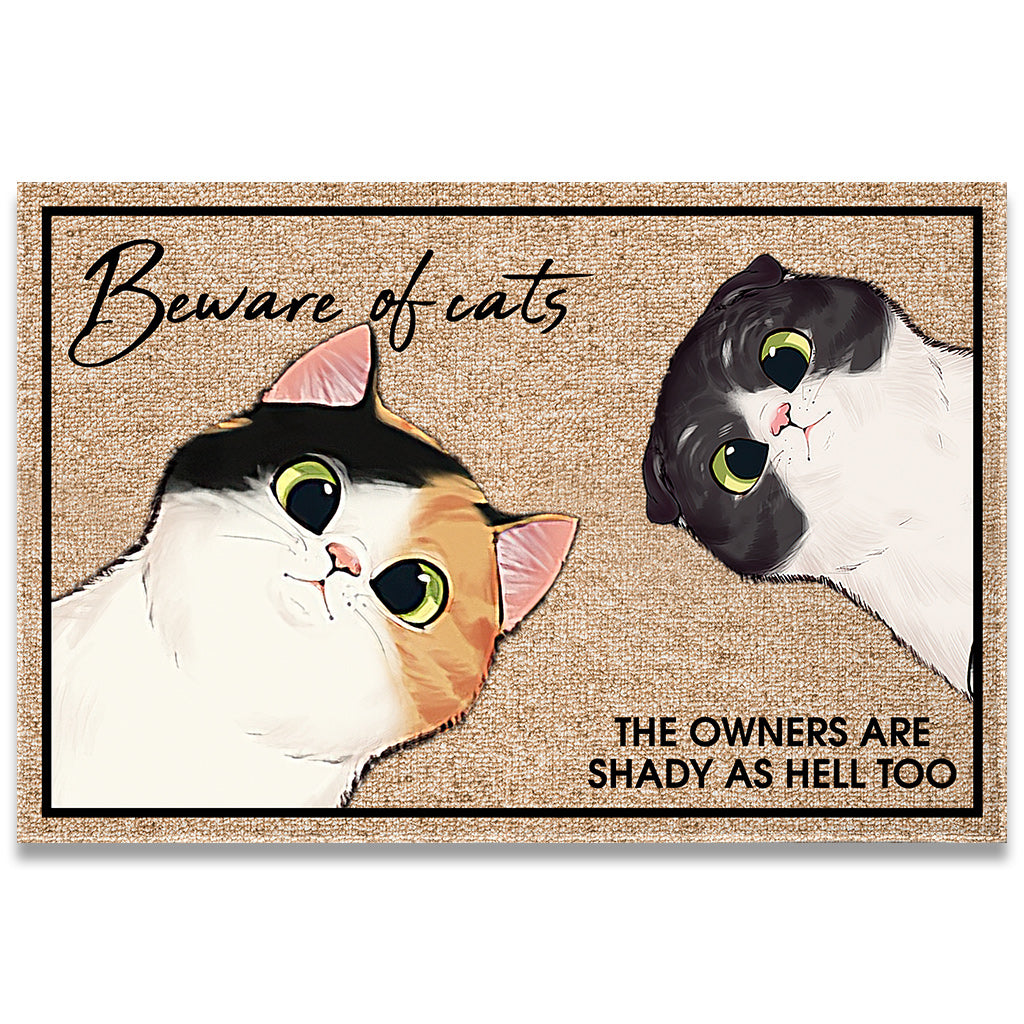 Attention ! Tapis de porte personnalisé pour chat