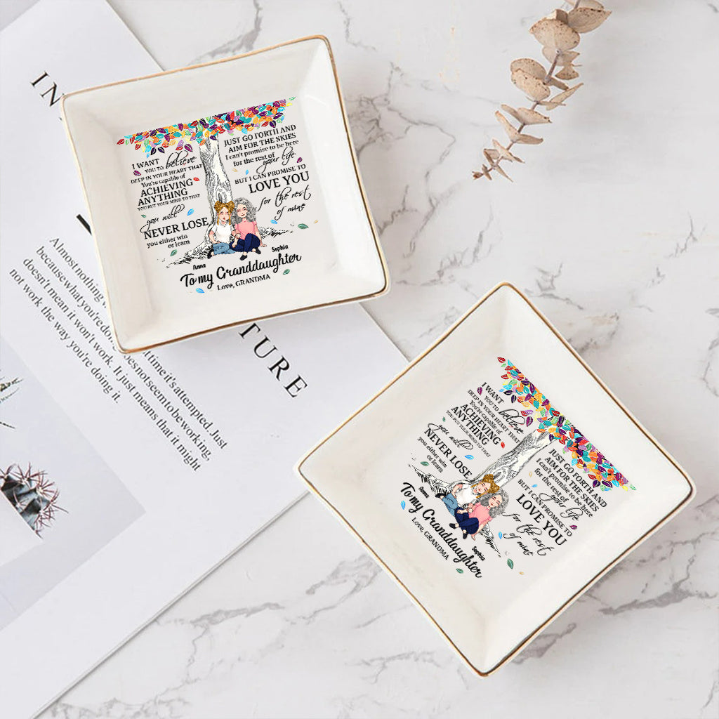 To My Granddaughter - Personalized Mother's Day Grandma Jewelry Dish