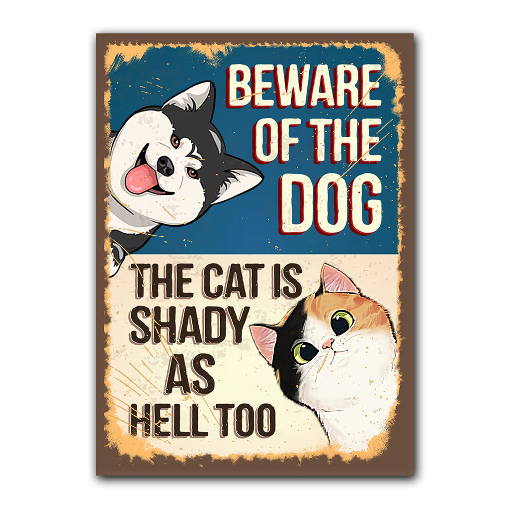 Attention au chien ! – Panneau métallique rectangulaire personnalisé « Chien »