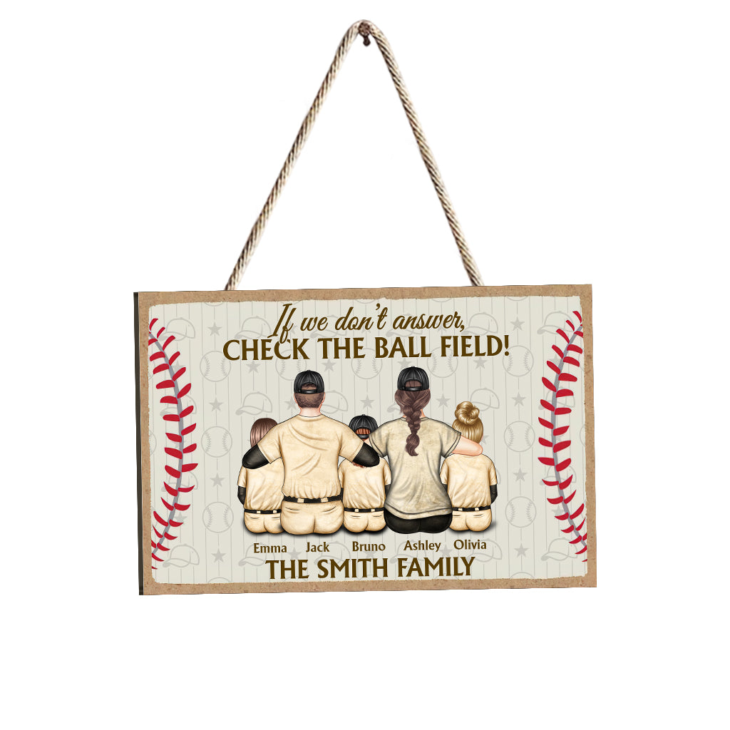 Vérifiez le terrain - Panneau en bois de baseball personnalisé