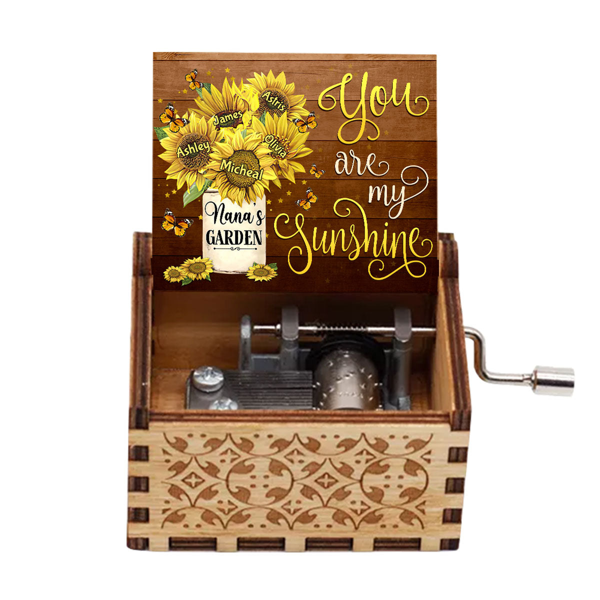 You Are My Sunshine - Gift for grandma, dad, mom, grandpa - Personalized Hand Crank Music Box