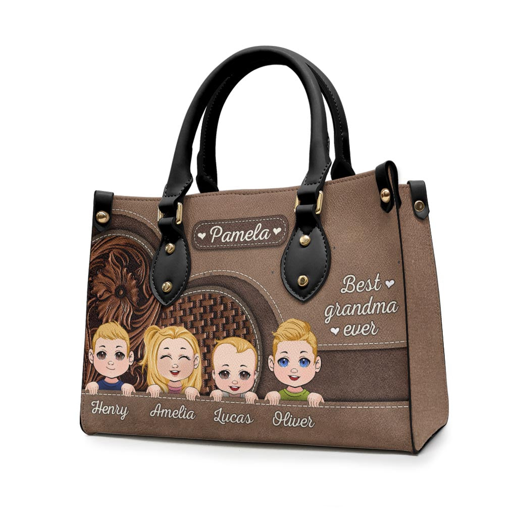 Best Grandma Ever - Personalized Grandma Leather Handbag