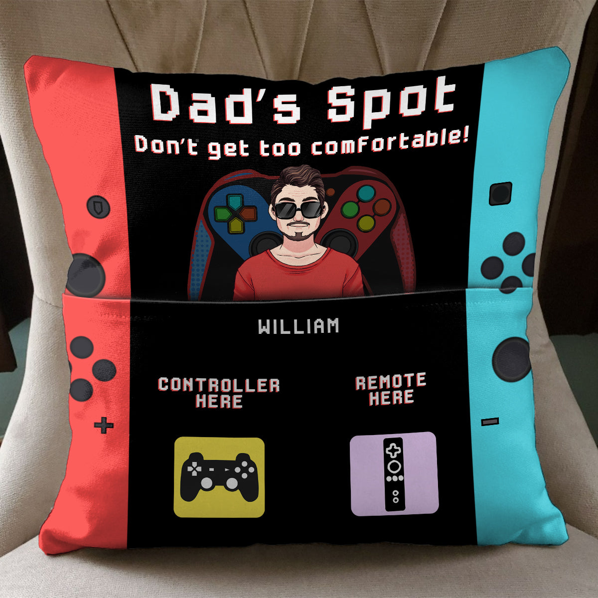 Dad’s Spot Don’t Get Too Comfortable For Gamer Dad - Personalized Video Game Pocket Pillow