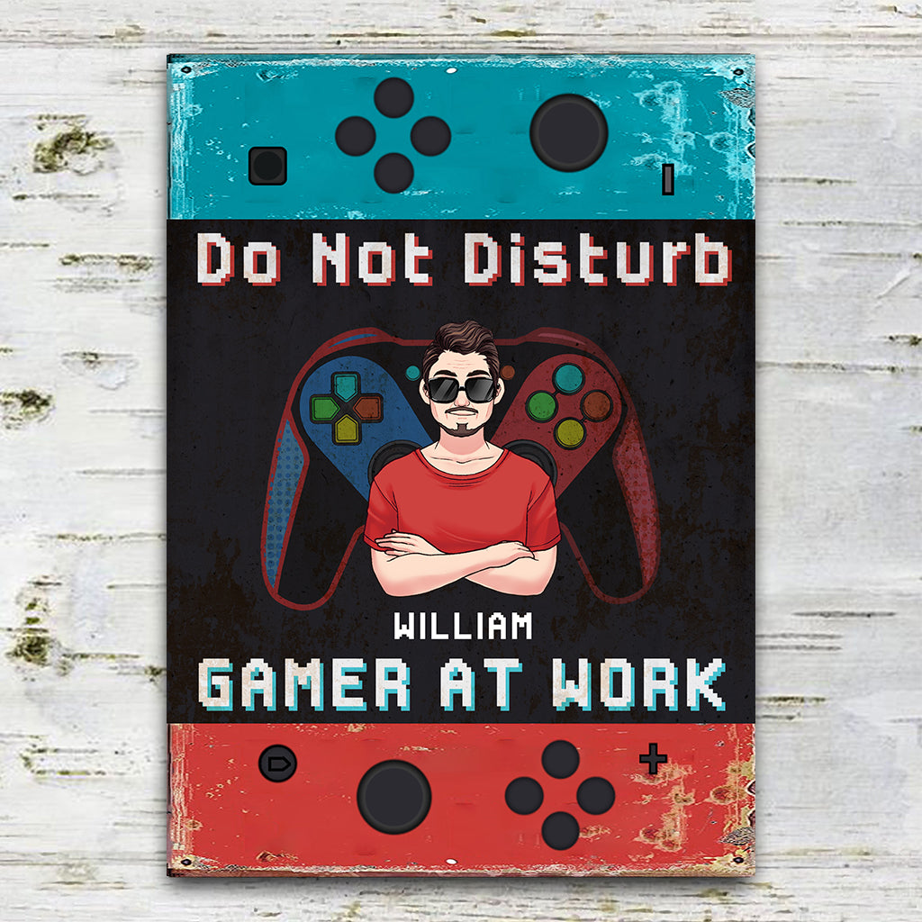 Do Not Disturb Gamer At Work - Personalized Video Game Rectangle Metal Sign