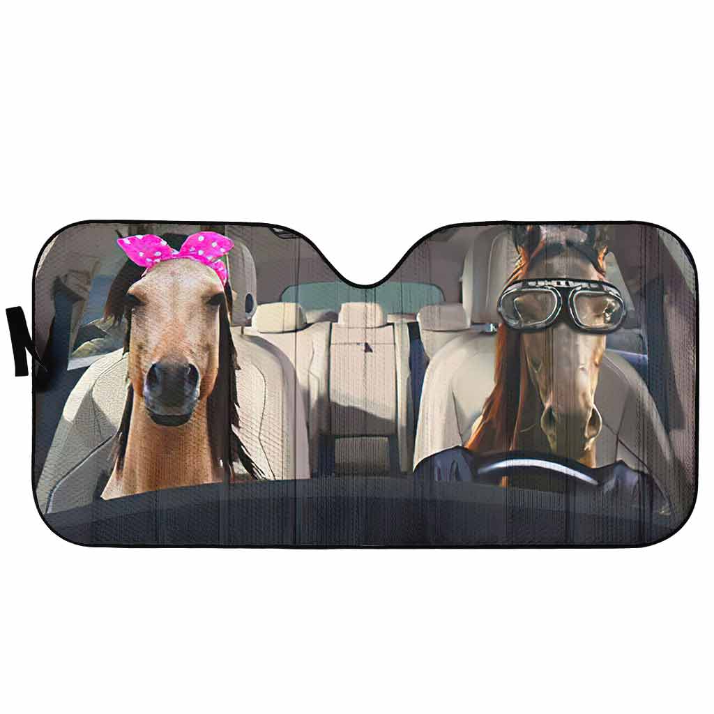 Love Horses - Pare-soleil pour voiture à motif cheval 062021