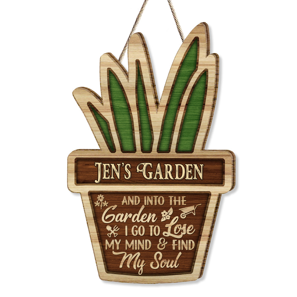 Je vais au jardin - Panneau en bois personnalisé pour le jardinage