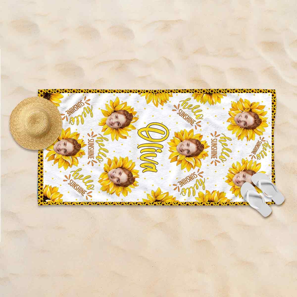 Hello Sunshine - Personalized Sea Lover Beach Towel