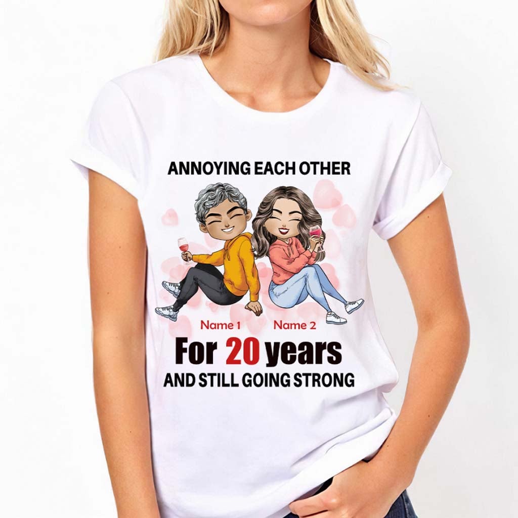 Husband And Wife Annoying Each Other - Personalized Couple T-shirt and Hoodie