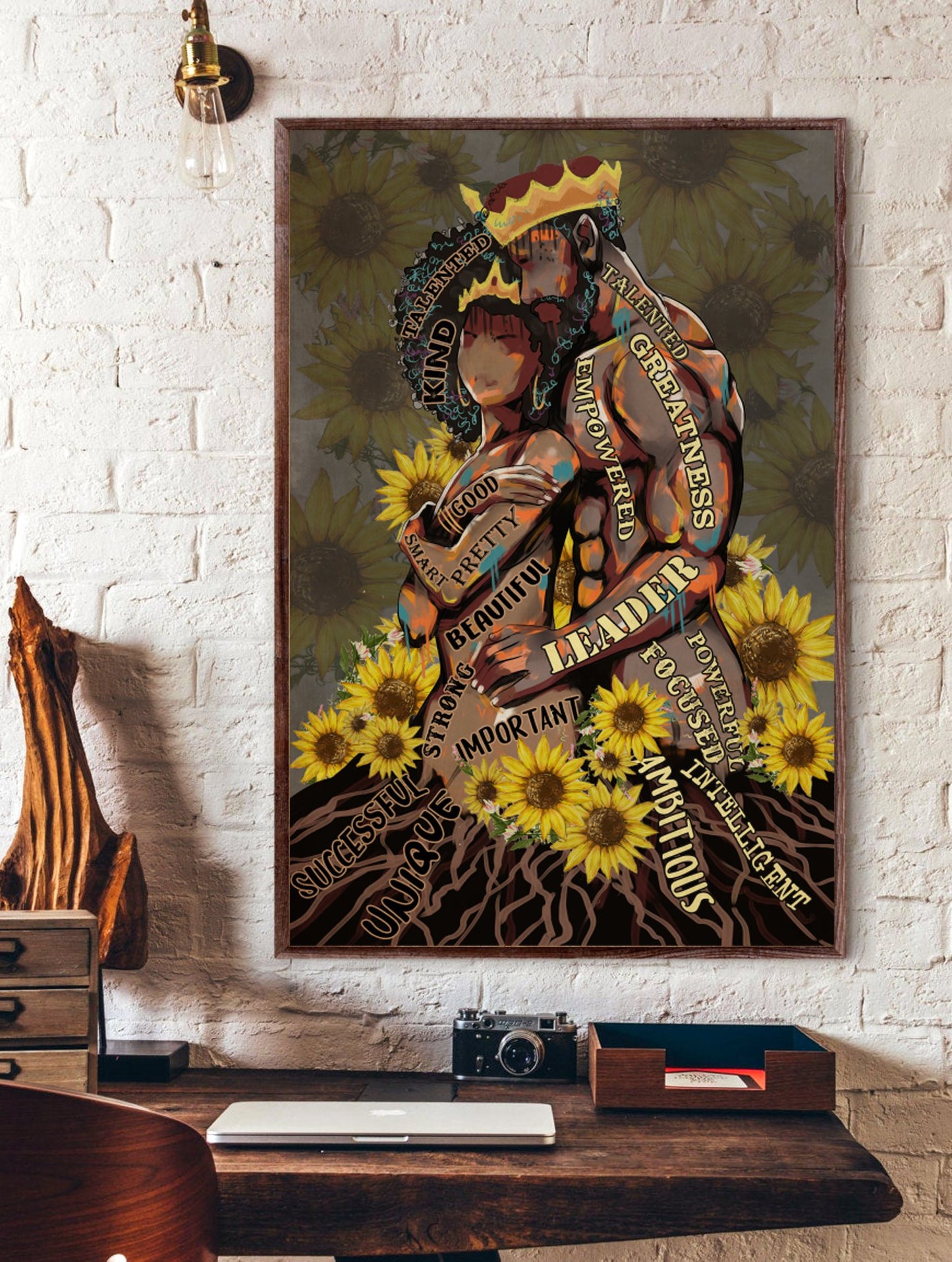 Black King And Queen Couple Canvas and Poster 0124