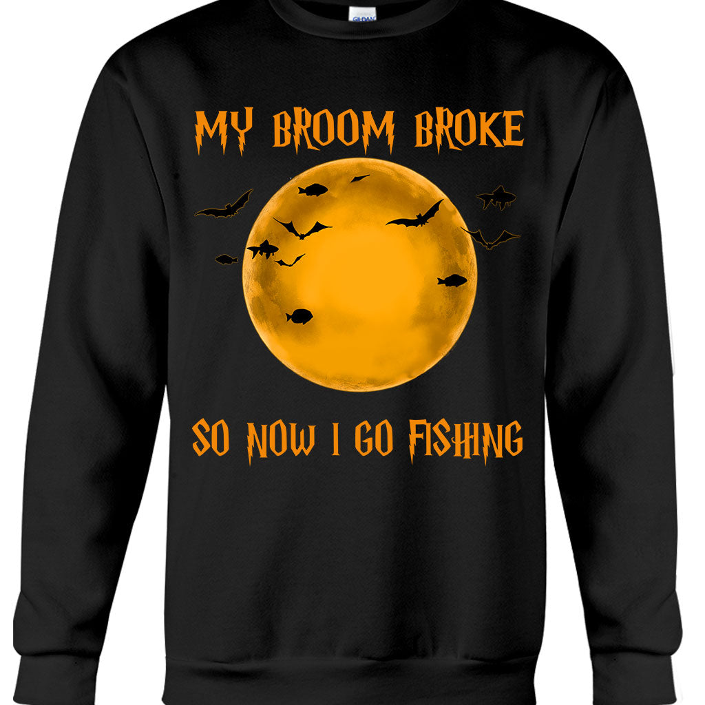 My Broom Broke I Go Fishing Personalized T-shirt And Hoodie
