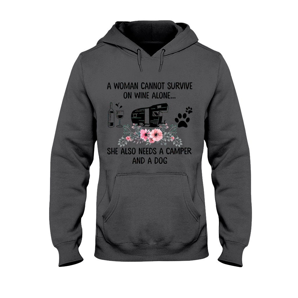 A Woman Cannot Survive On Wine Alone - Camping T-shirt and Hoodie 1121