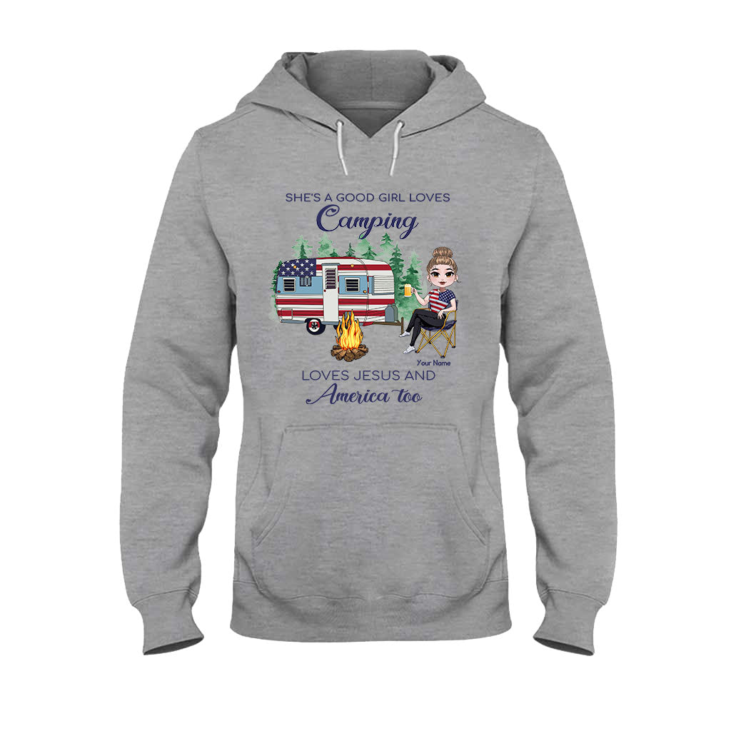 She's A Good Girl Loves Camping - Personalized Independence Day T-shirt and Hoodie