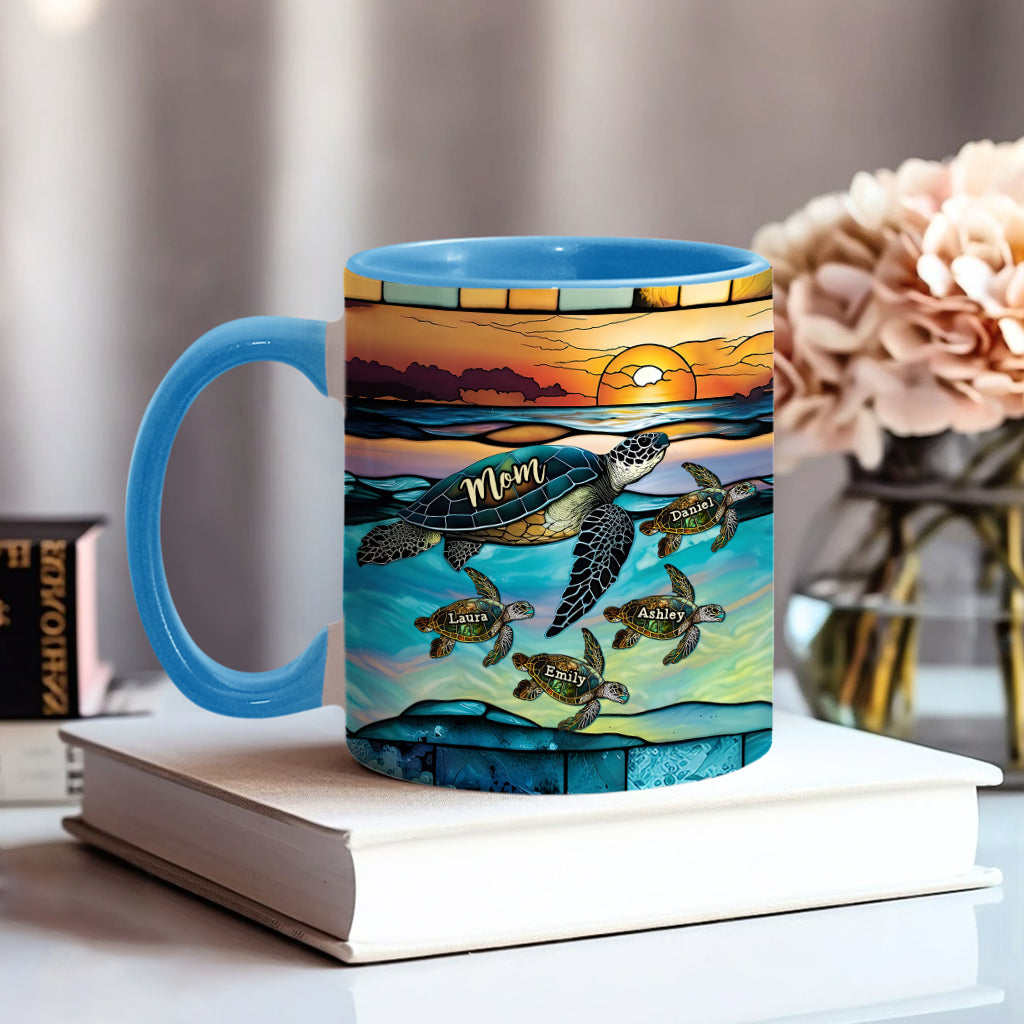 I Love You To The Beach And Back Turtle Mother And Children - Personalized Turtle Accent Mug