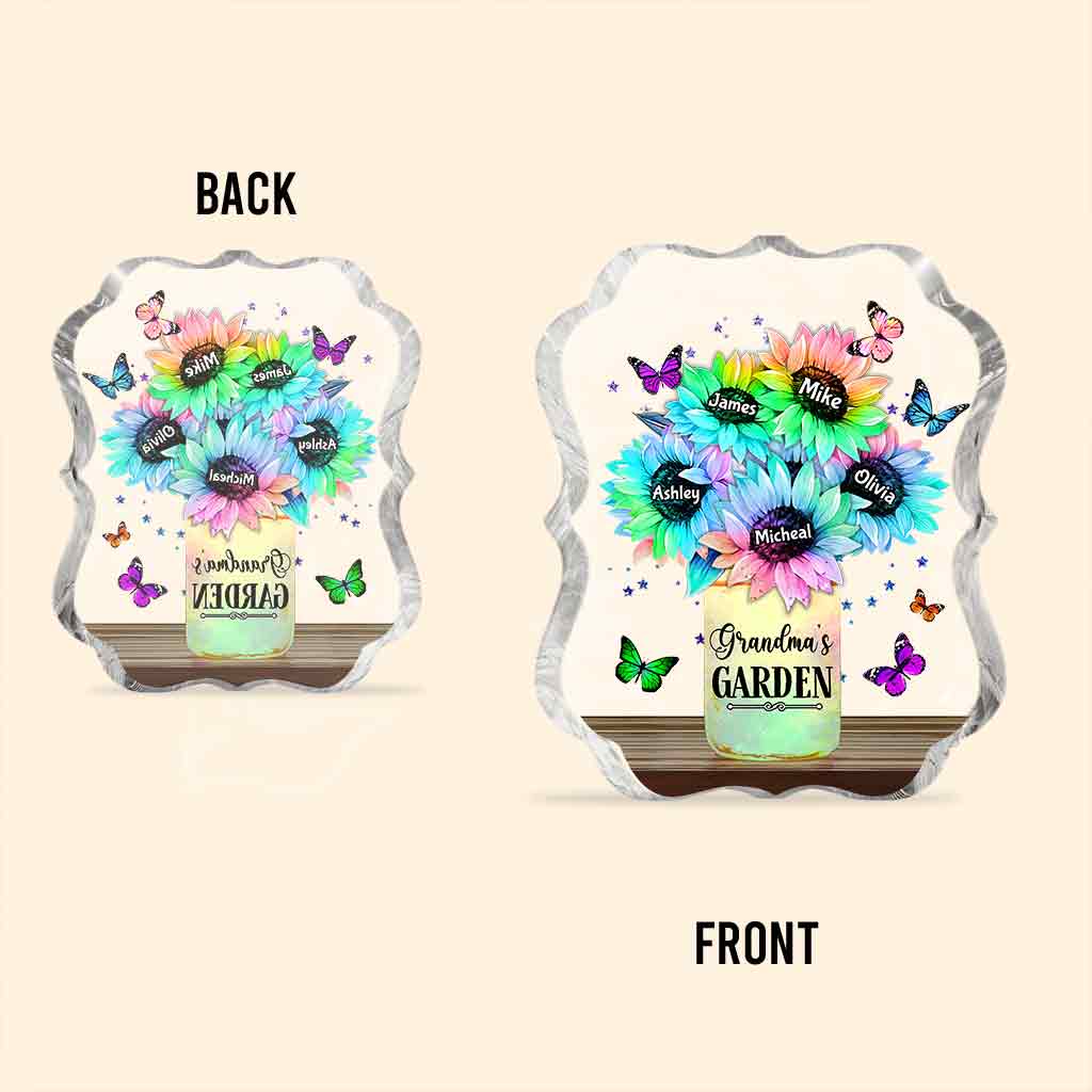 Sunflower Vase Custom Any Title And Name - Personalized Grandma Custom Shaped Acrylic Plaque