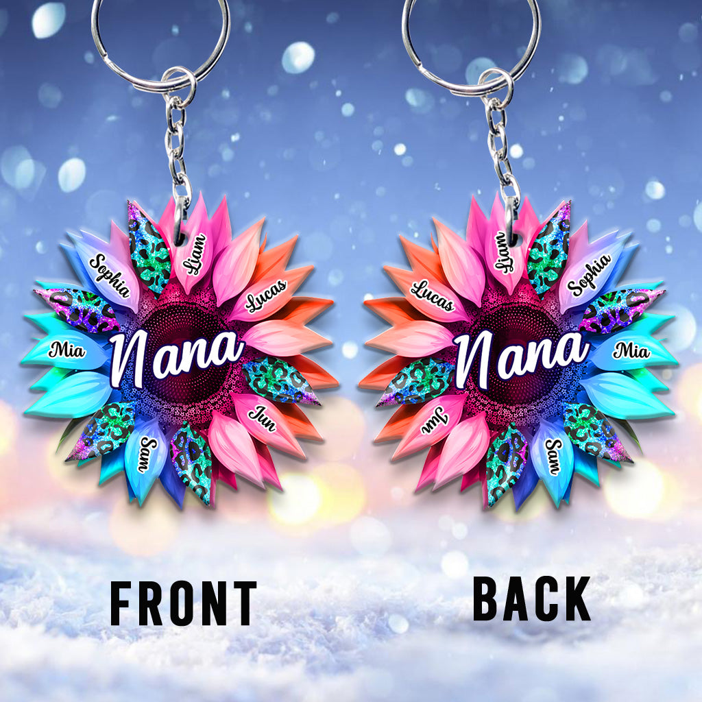 Grandma Mom Sunflower - Personalized Grandma Keychain