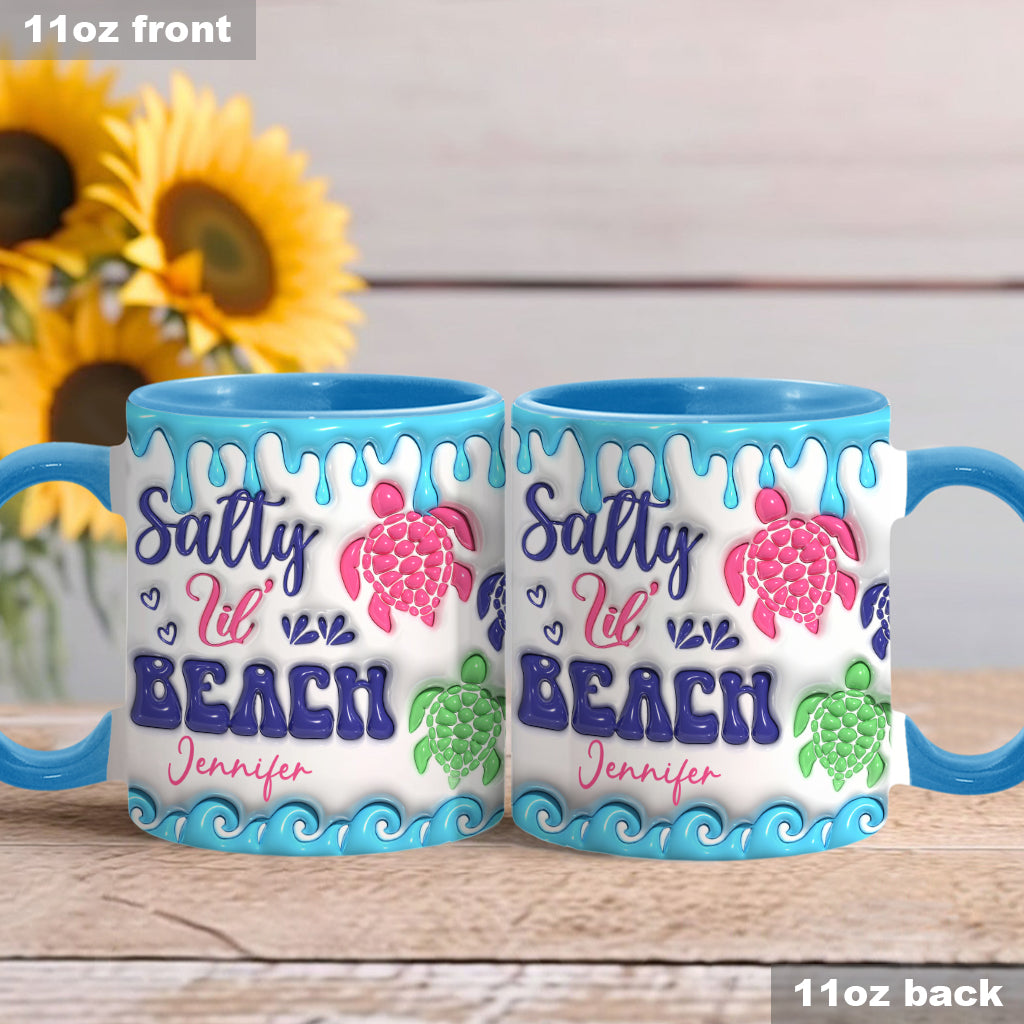 Salty Lil' Beach Turtle Lovers Inflated - Personalized Turtle Accent Mug