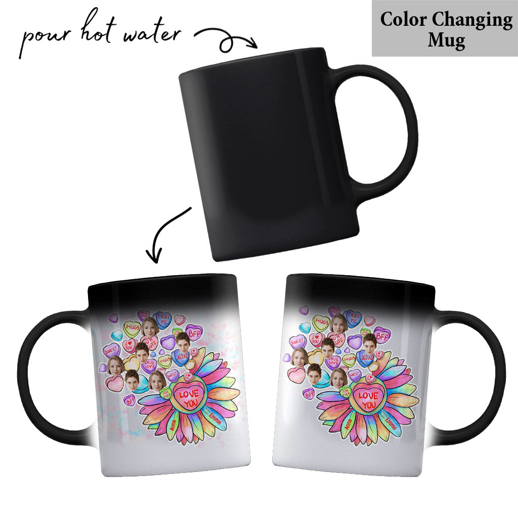 Heart Candy Flower BFF With Face Custom - Personalized Bestie Mug