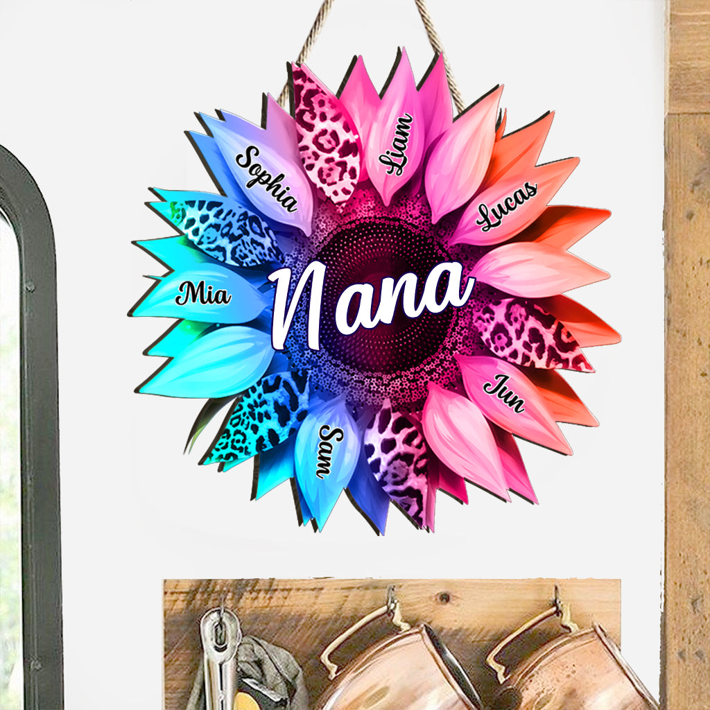 Grandma Mom Sunflower - Personalized Grandma Custom Shaped Wood Sign