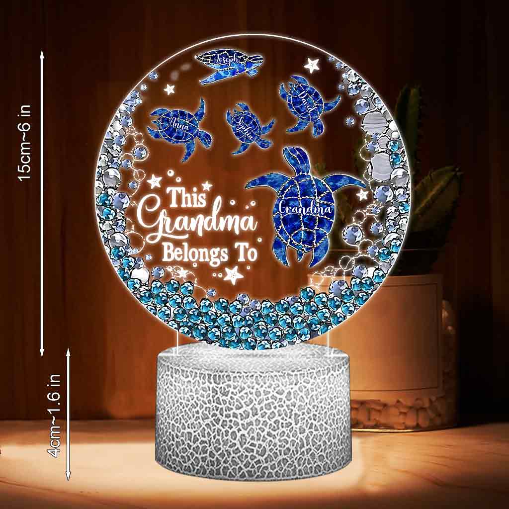 This Grandma Belongs To - Personalized Turtle Shaped Plaque Light Base