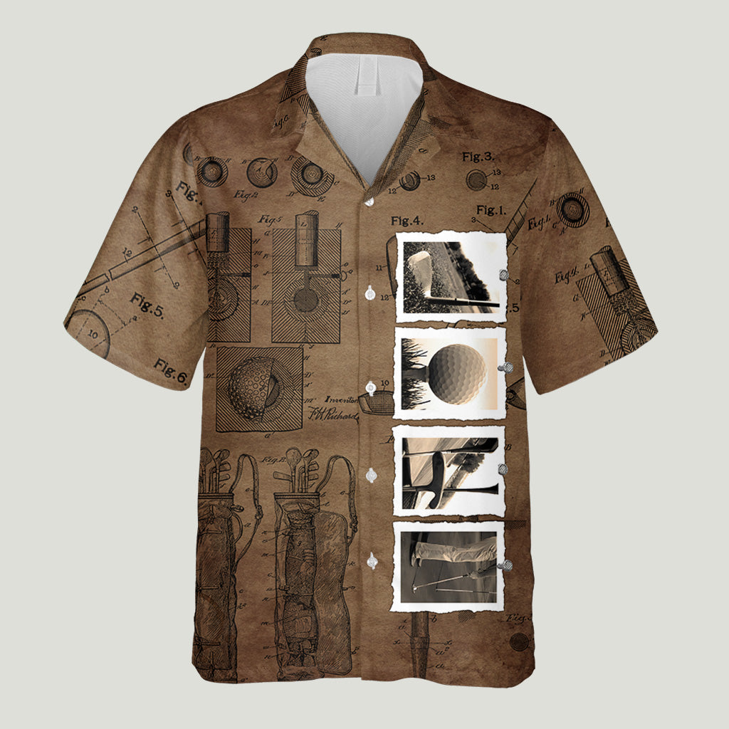 Vintage Golf Custom Name - Personalized Golf Hawaiian Shirt