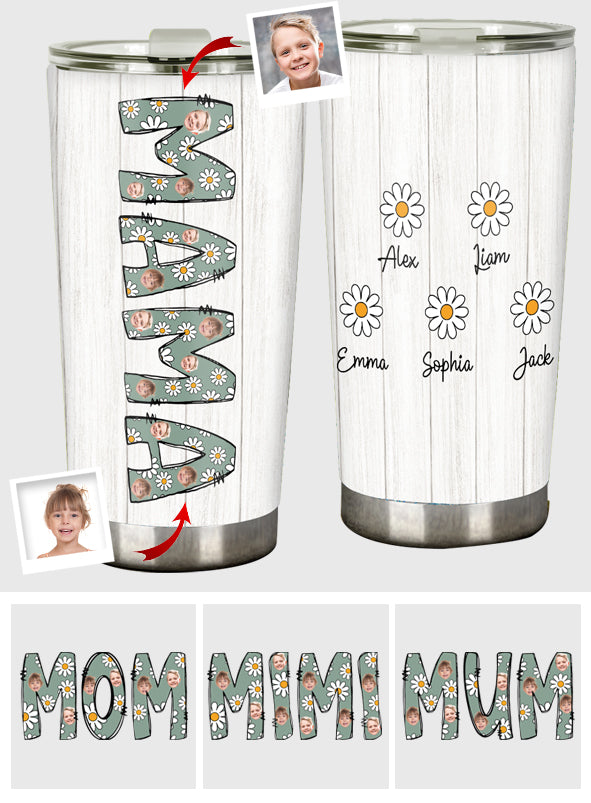 Mama Est. Photo Face Custom Daisy - Personalized Mother Tumbler