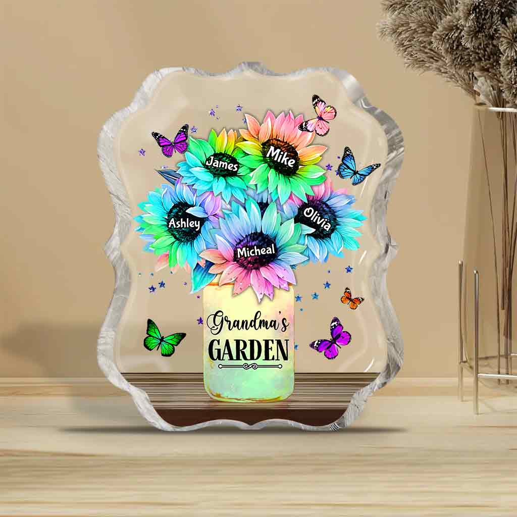 Sunflower Vase Custom Any Title And Name - Personalized Grandma Custom Shaped Acrylic Plaque