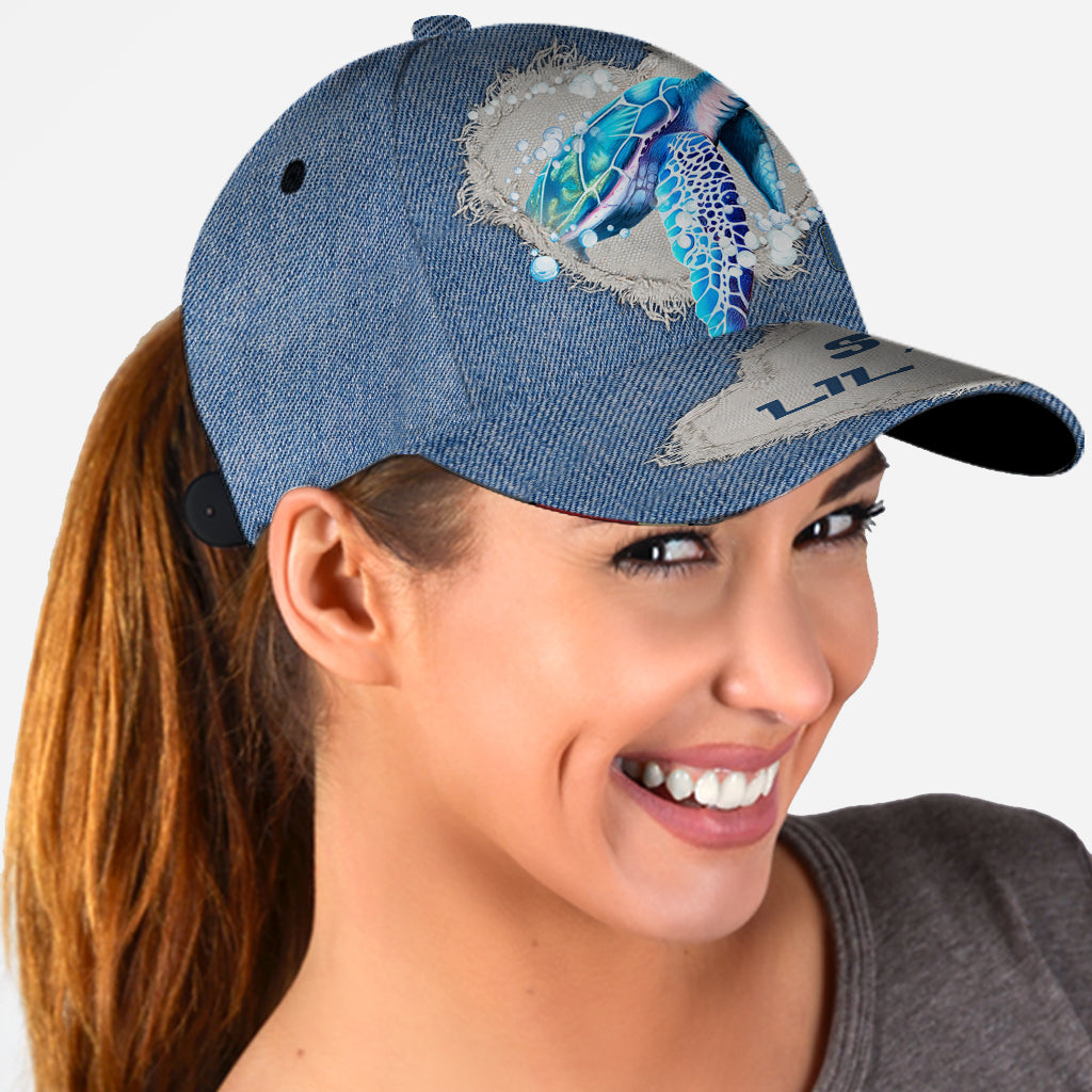 Salty Lil Beach - Personalized Turtle Classic Cap
