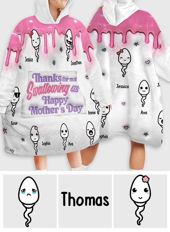 Thanks You Mom - Personalized Mother Blanket Hoodie
