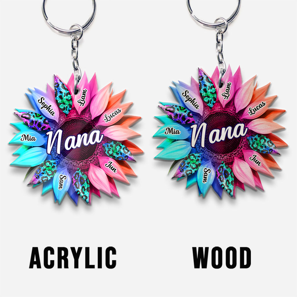 Grandma Mom Sunflower - Personalized Grandma Keychain