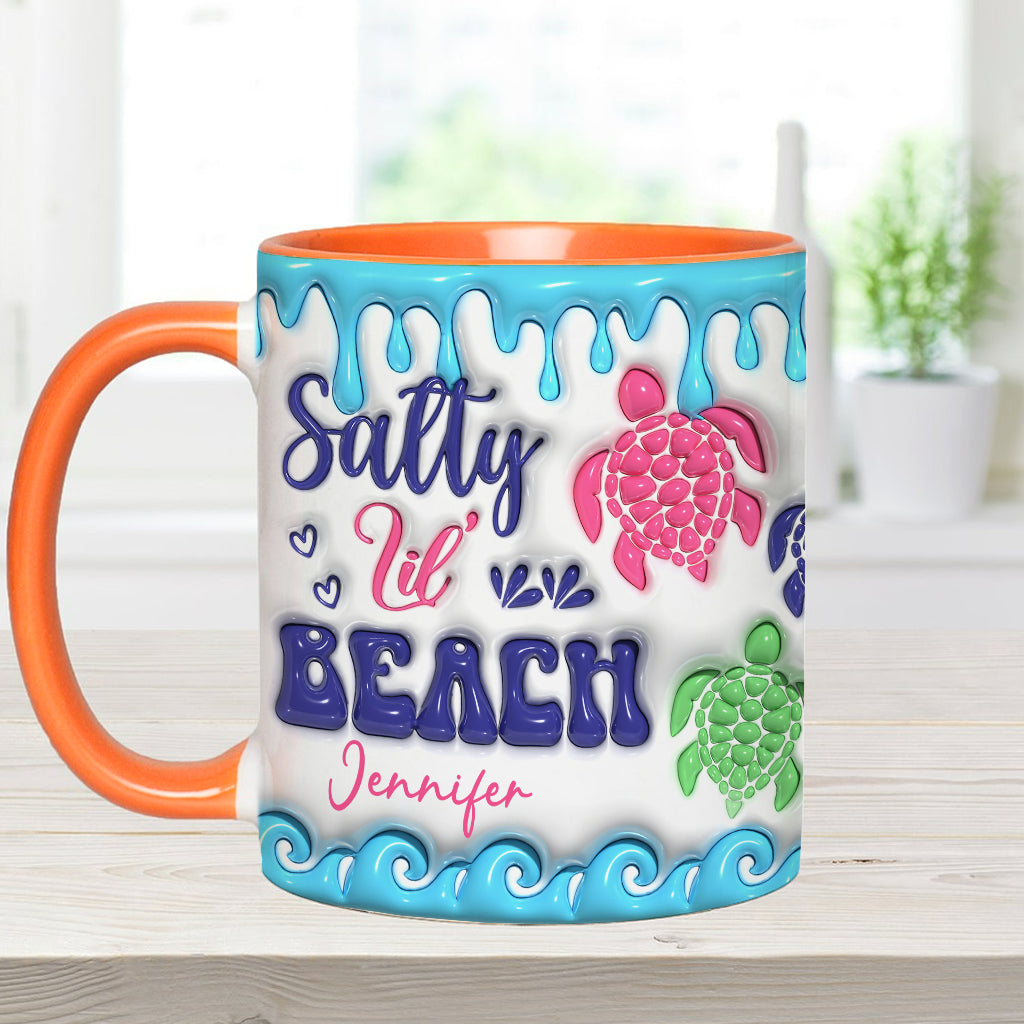 Salty Lil' Beach Turtle Lovers Inflated - Personalized Turtle Accent Mug