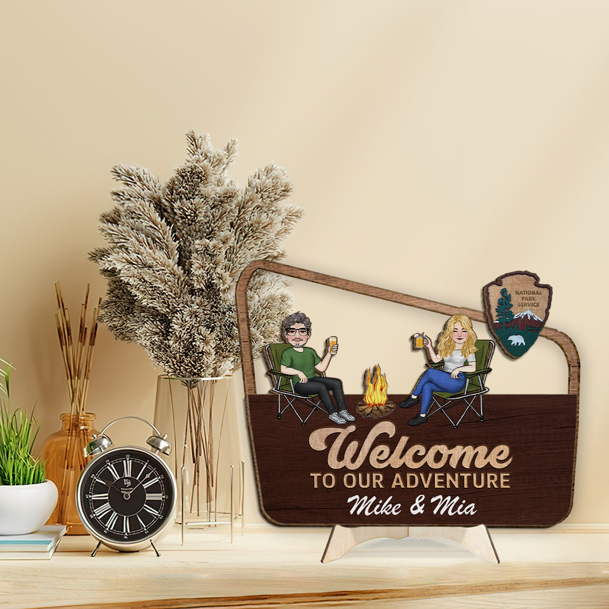 Welcome To Our Adventure - Personalized Camping 2 Layered Wood Sign / Wood Plaque