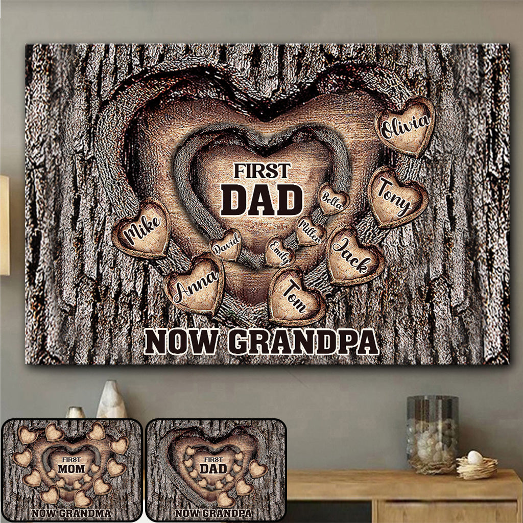 First Dad Now Grandpa - Personalized Father Canvas And Poster