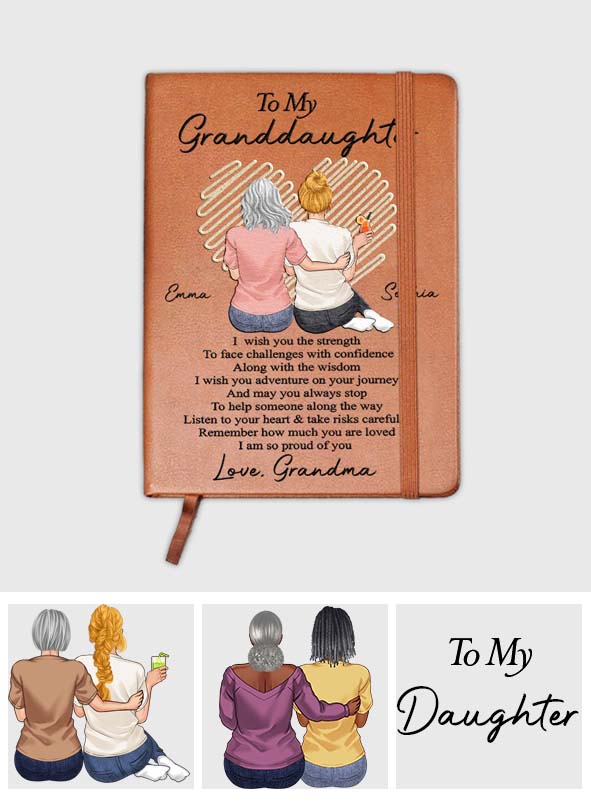 À ma petite-fille, je suis si fière de toi - Carnet en cuir personnalisé pour grand-mère